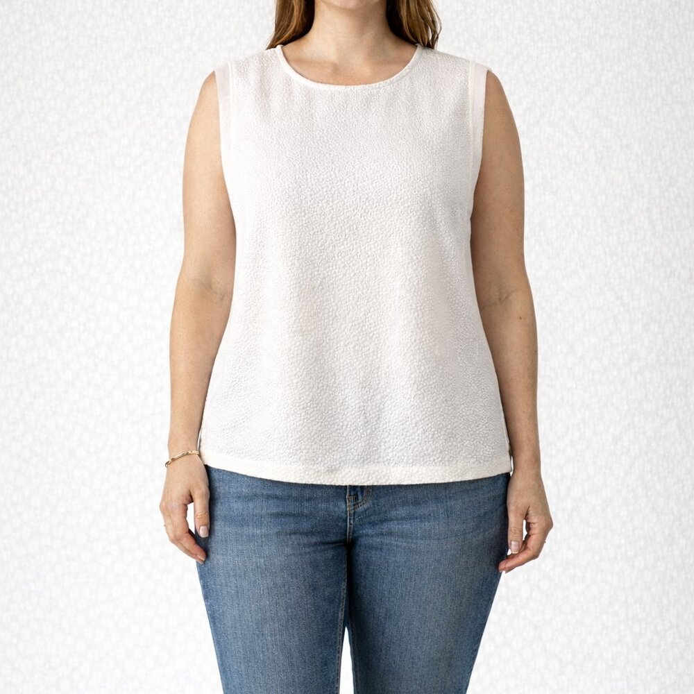 ✨ Harve Benard White Sheer Layered Blouse | Sleeveless Shell Top | Size XL